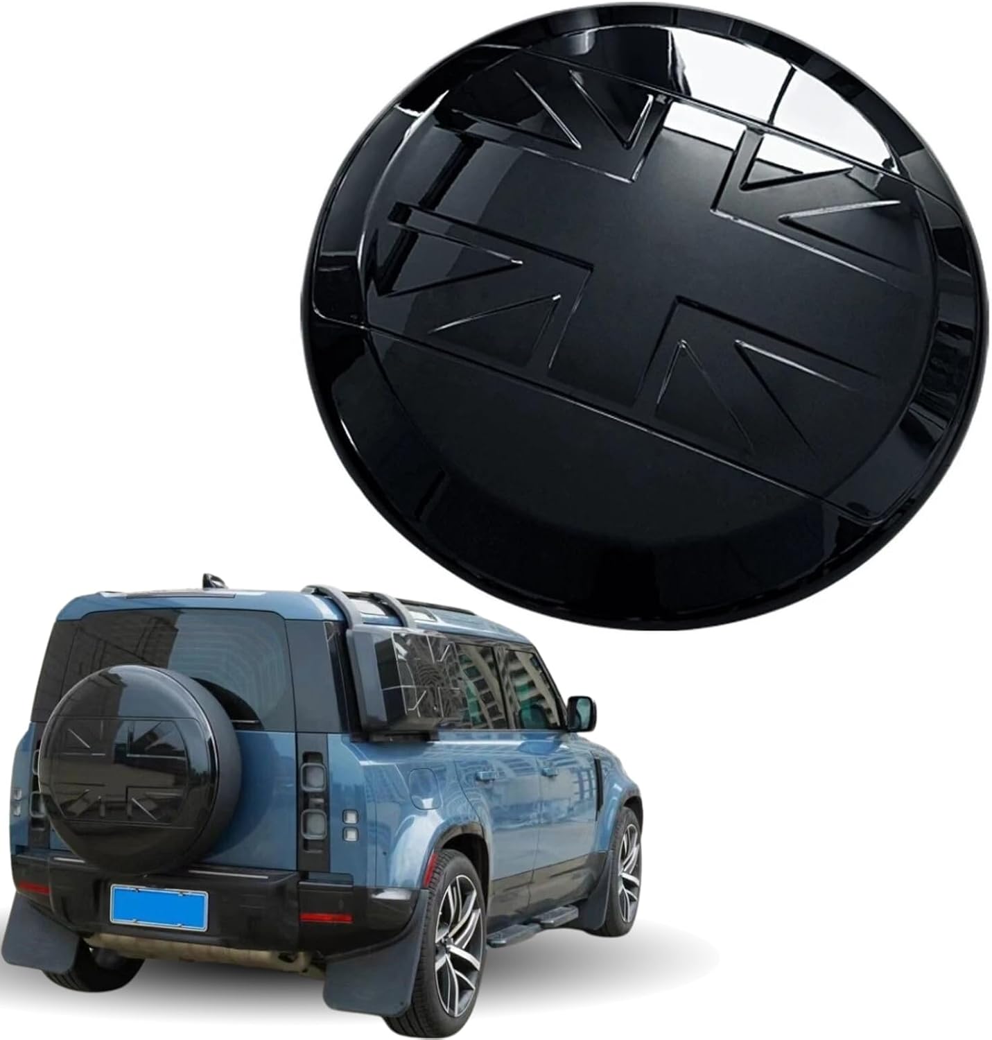 Spare Tire Wheel Cover Fits for Land Rover Defender 90 110 130 2020 2021 2022 2023 2024 2025 ABS+PU Glossy Black Letters Protective Cover