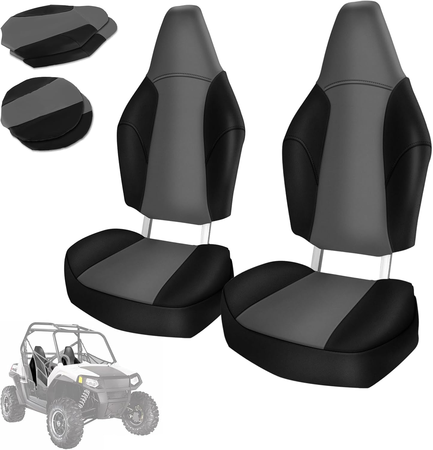 Seat Cover Replacement for 2012-2018 Polaris RZR 570,2008-2014 Polaris RZR 800, 2011-2014 Polaris RZR 900, Black and Gray, 2pcs