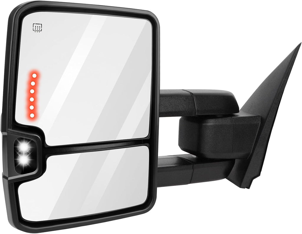 A Pair Heated Towing Mirrors Fits 2014-2018 for Chevy for GMC 1500 2015-2019 for Chevy for GMC 2500/3500 HD, Power Adjusted View Mirror with LED Turn Signal Light