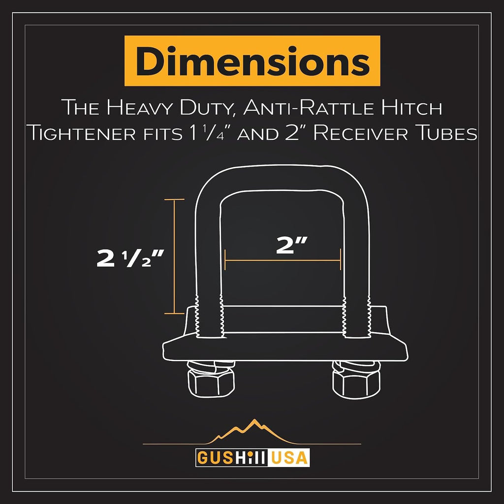 GusHill USA GH 22326 Heavy-Duty Hitch Tightener, Anti-Rattle Stabilizer, Fits 1 1/4" and 2" receivers