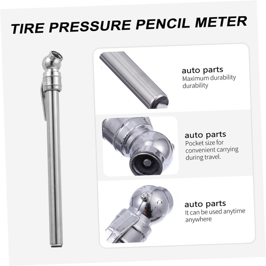 Pencil Tire Pressure Gauge 5pcs Silver Auto Tire Pressure Checker Pen for Car Wheel Maintenance Vehicle Repair Tool