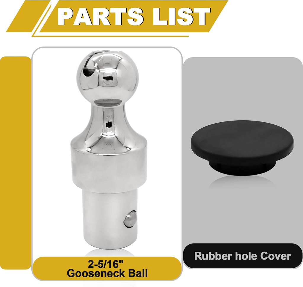 2-5/16 Inch Puck System Gooseneck Hitch Ball, Compatible with 2013-2026 Ford F250 F350 F450, 2016-2026 Chevrolet Silverado, GMC Sierra, Nissan Titan XD & 2013-2026 Dodge RAM 2500 3500, Replace# 60629