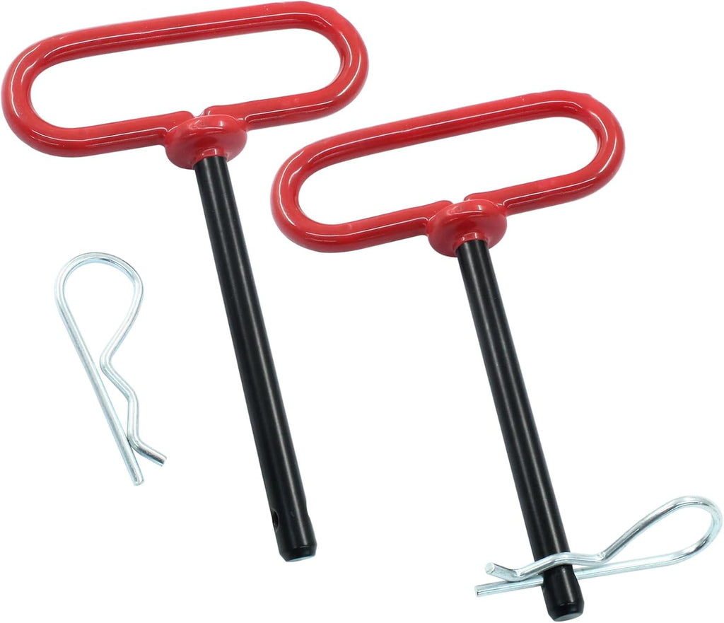 2 Pcs 3/8 x 4 Inch Trailer Tow Hitch Pin and Clip, Tractors Hitch Cotter Pins for RV, Tractor, Lawn Mower (Red)