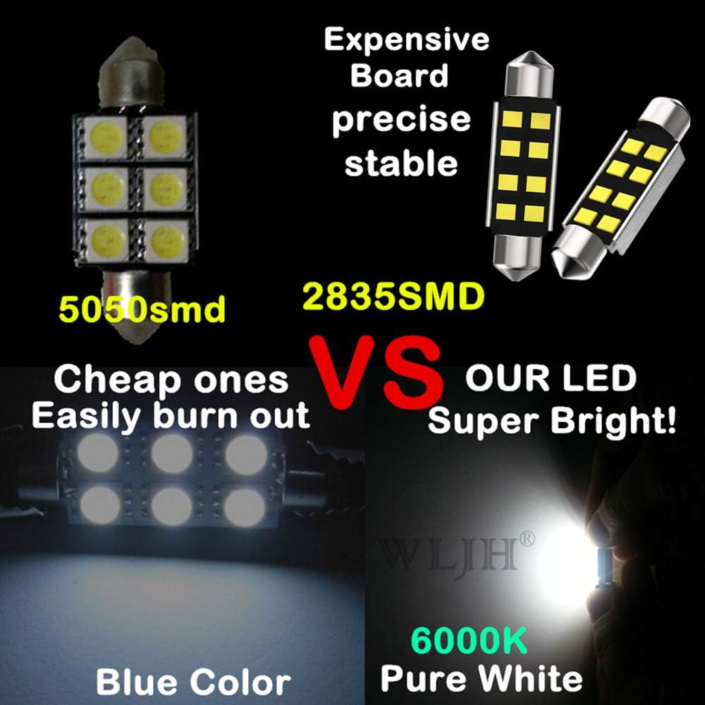 WLJH 15pieces 6000k Pure White Super Bright Canbus Error Free 2835 Chip Car LED Lighting Kit for Volkswagen Passat B7 (2012+) Premium LED Interior Package