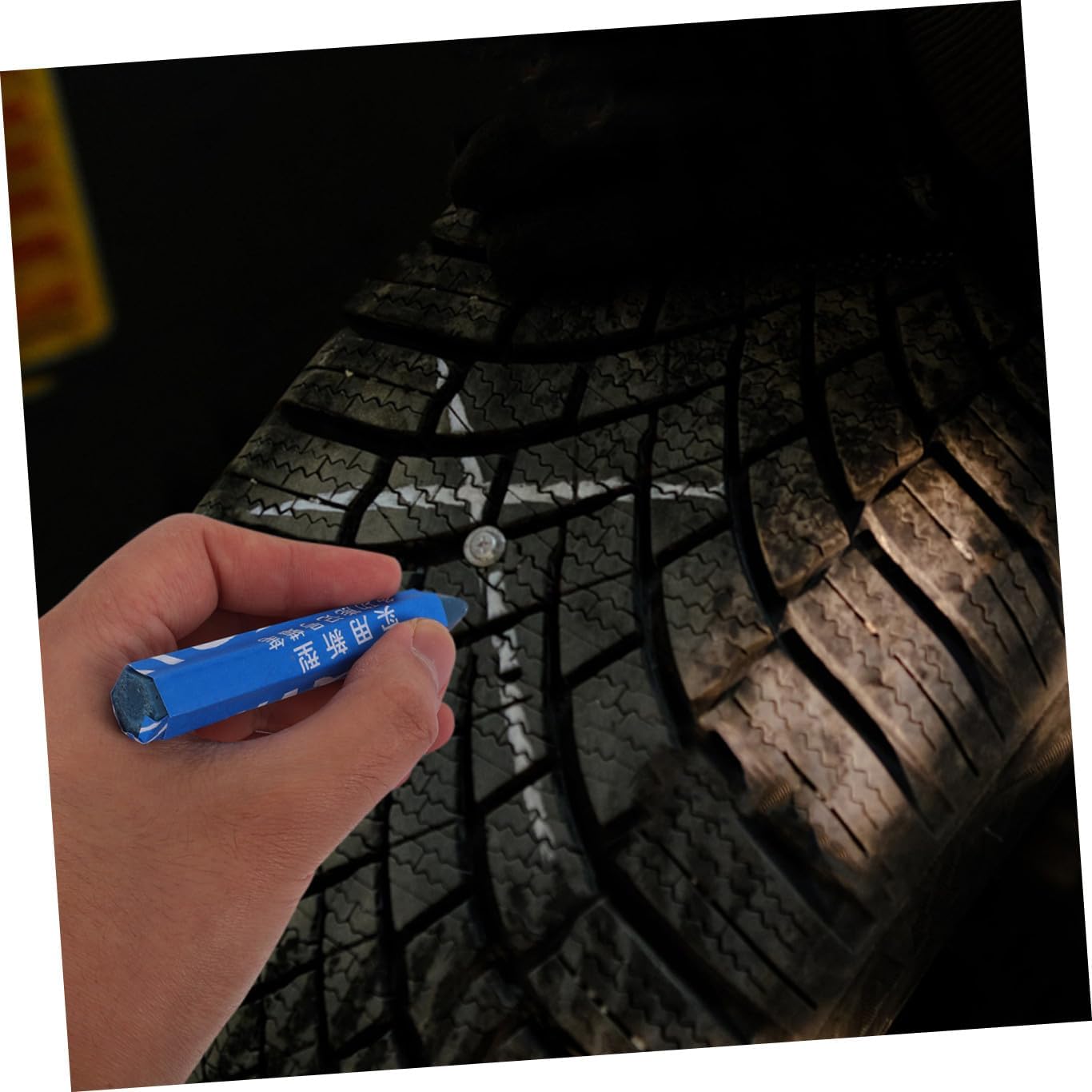 Luxshiny 6-pack Wax Marker Pens for Car Tires, Waterproof Tire Marking Pens for Repairs, Blue, Automotive Use
