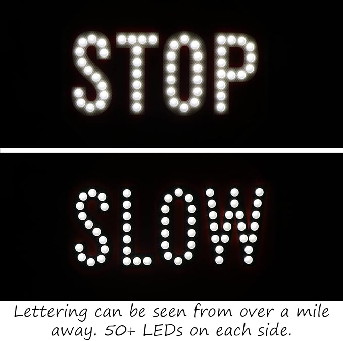 SmartSign 24" LED Stop/Slow Paddle, Rechargeable Battery & Charger, 2-Sided - Image 5