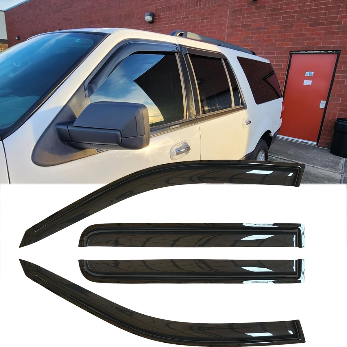4pcs Original Shatterproof Outside Mount Style Sun Rain Guard Shields Side