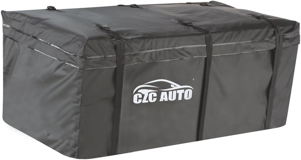 CZC AUTO Hitch Cargo Carrier Bag, 20 cu. ft Waterproof/Rainproof/Weatherproof Cargo Traveling Bag for Car Truck SUV Vans' Hitch Trays and Hitch Baskets, Safe Steady Durable Soft, Black