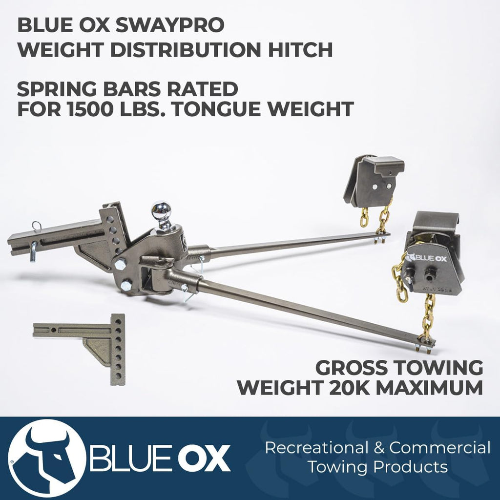 Blue Ox BXW1500 SwayPro Weight Distributing Hitch 2″ Receiver for Trailer | 7-Hole Shank | 15,000 lb Maximum Towing | Quick & Easy Setup | Noise-Free Sway Prevention