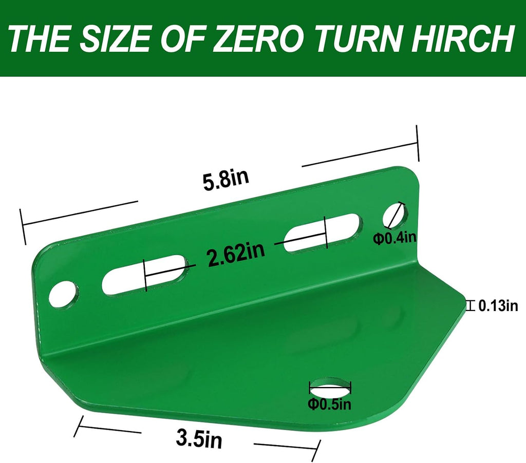 Heavy Duty Zero Turn Mower Hitch Kit with Bolts 1/8"(3mm) and Strong Magnetic Hitch Pin 1/2'' Hole Trailer Hitch Mount Green (Pack of 1)