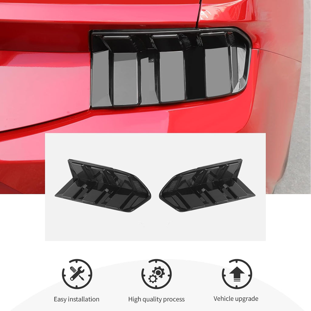 CheroCar Smoked Black Tail Light Cover Guard Trim Replacement TailLight Cover ABS Exterior Accessories for 2024 2025 2026 Ford Mustang