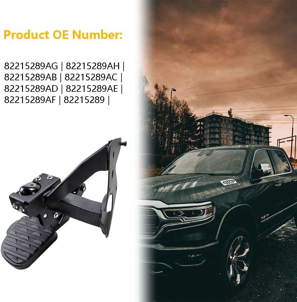 New Rear Bed Step Retractable Bumper Tailgate Step | Fit for Dodge Ram 1500 DT Dual Exhaust Vehicles 2019 2020 2021 2022 2023 2024 (New Body Style) | Replacement # 82215289AG 82215289AH