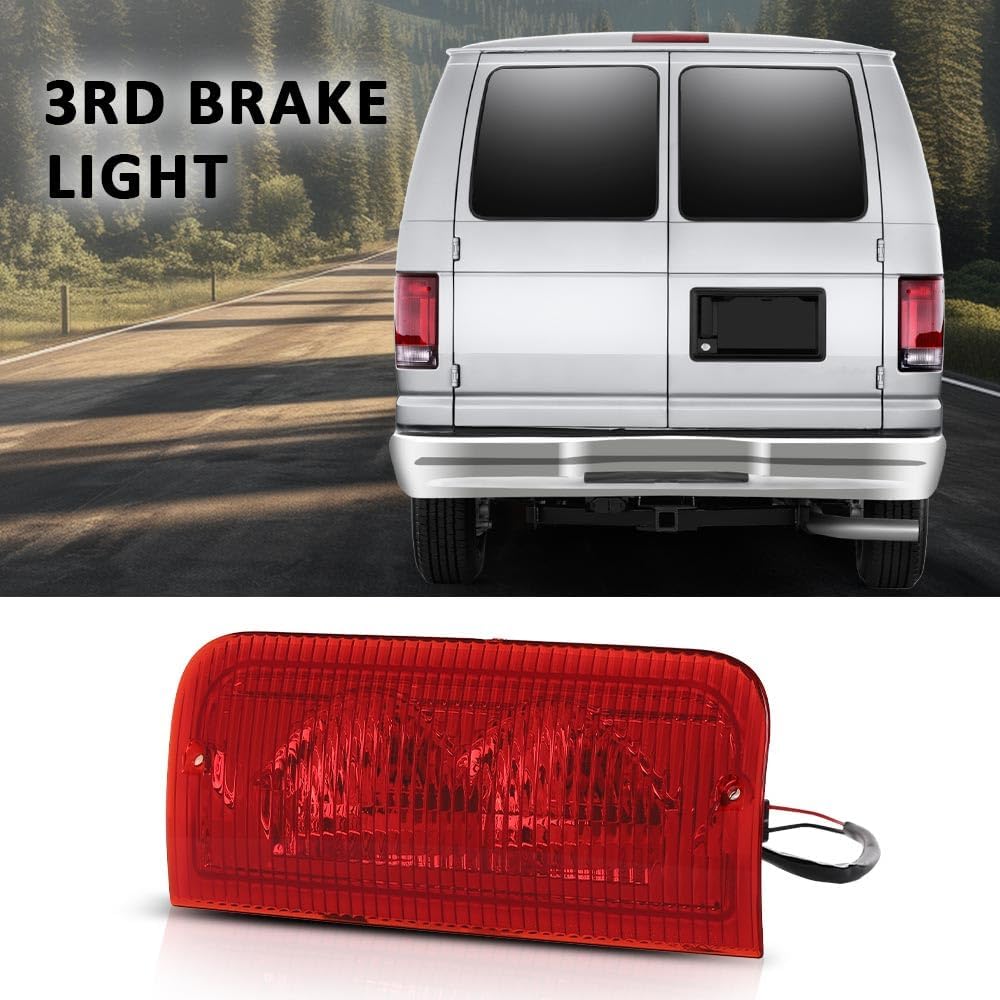 ALLGOOD Third 3rd Brake Light Stop Lamp Assembly Compatible with Ford E150 E250 / E350 Super Duty 2008-2014 6C2Z-13A613-A, 6C2Z13A613A Red Lens