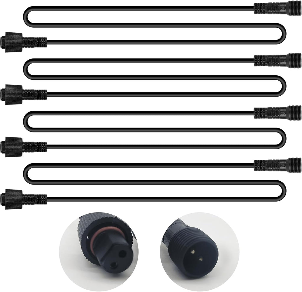 4PCS 78 inch/6.56FT 2-Pin Metal White LED Rock Lights Extension Cable Wire Cord Set, Underglow Lights IP68 Waterproof Neon Light for Trucks Jeep Golf Carts SXS UTV ATV Car RV