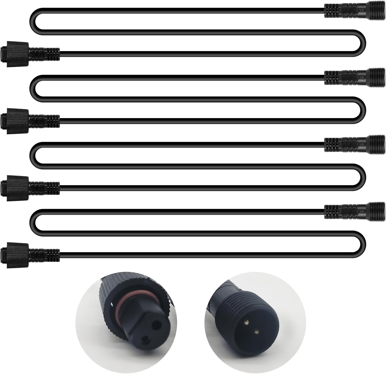 4PCS 78 inch/6.56FT 2-Pin Metal White LED Rock Lights Extension Cable Wire Cord Set, Underglow Lights IP68 Waterproof Neon Light for Trucks Jeep Golf Carts SXS UTV ATV Car RV