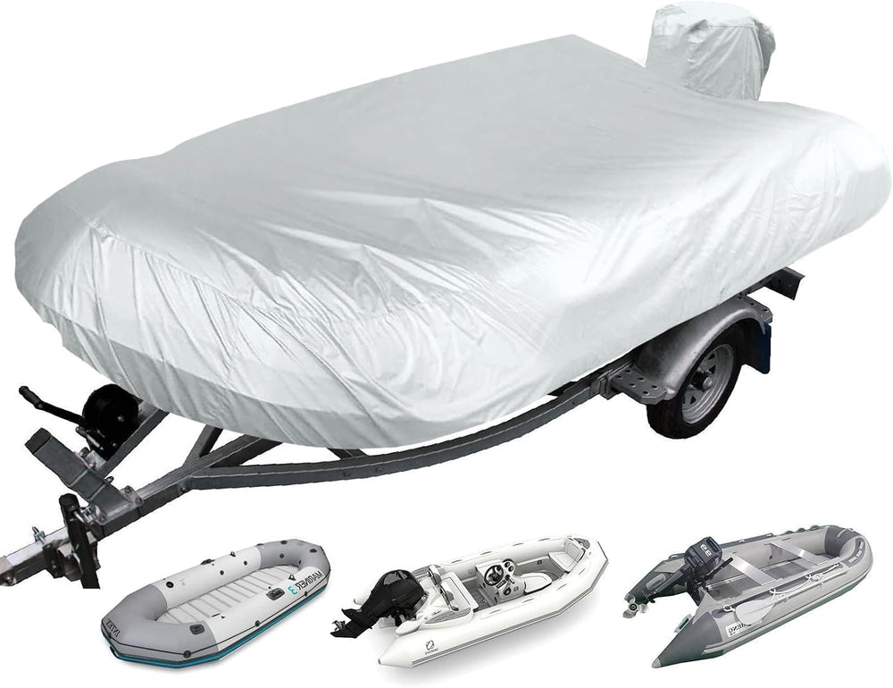 900D Inflatable Boat Cover 10-11ft with Lining,Motor Cover&Storage Net