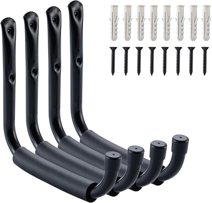 HOME MASTER HARDWARE Heavy Duty 9" Jumbo Arm Garage Wall Hooks 4 Pack – 50Lbs by HOME+MASTER+HARDWARE