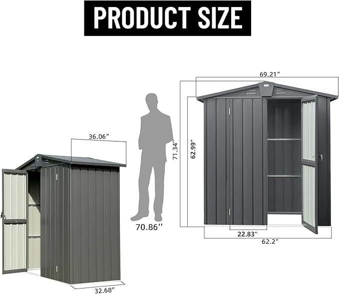IKERY Galvanized Steel Garden Shed - Image 7