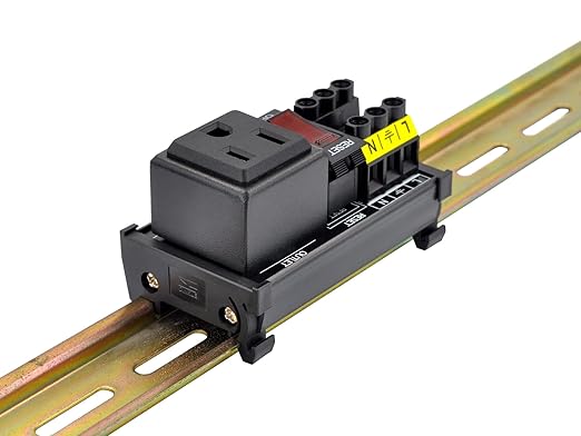 DIN Rail Mount AC 120V NEMA 5-15R Single Receptacle Outlet Power Strip Module - Image 6