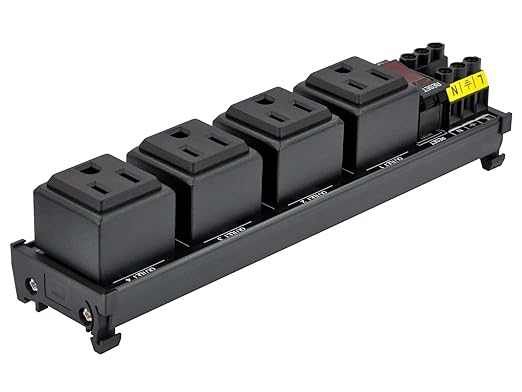 DIN Rail Mount AC 120V NEMA 5-15R 4 Receptacles Outlet Power Strip Module - Image 3