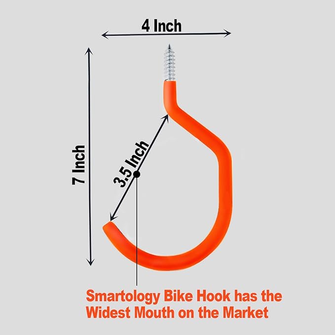 SMARTOLOGY Bike Storage Hook, Bike Hanger, Rubber Coated Heavy Duty Large Screw - Image 2