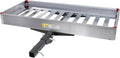 MaxxHaul 50149 500-lb Capacity 50 inch x 22 inch Hitch Mount Premium Folding Aluminum Cargo Carrier Rack Basket with High Side Rails and Reflector Lens for Added Safety