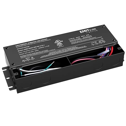 EMITEVER Dimmable Led Driver, 200W AC 110V-277V to DC 24V Transformer, 5-in-1