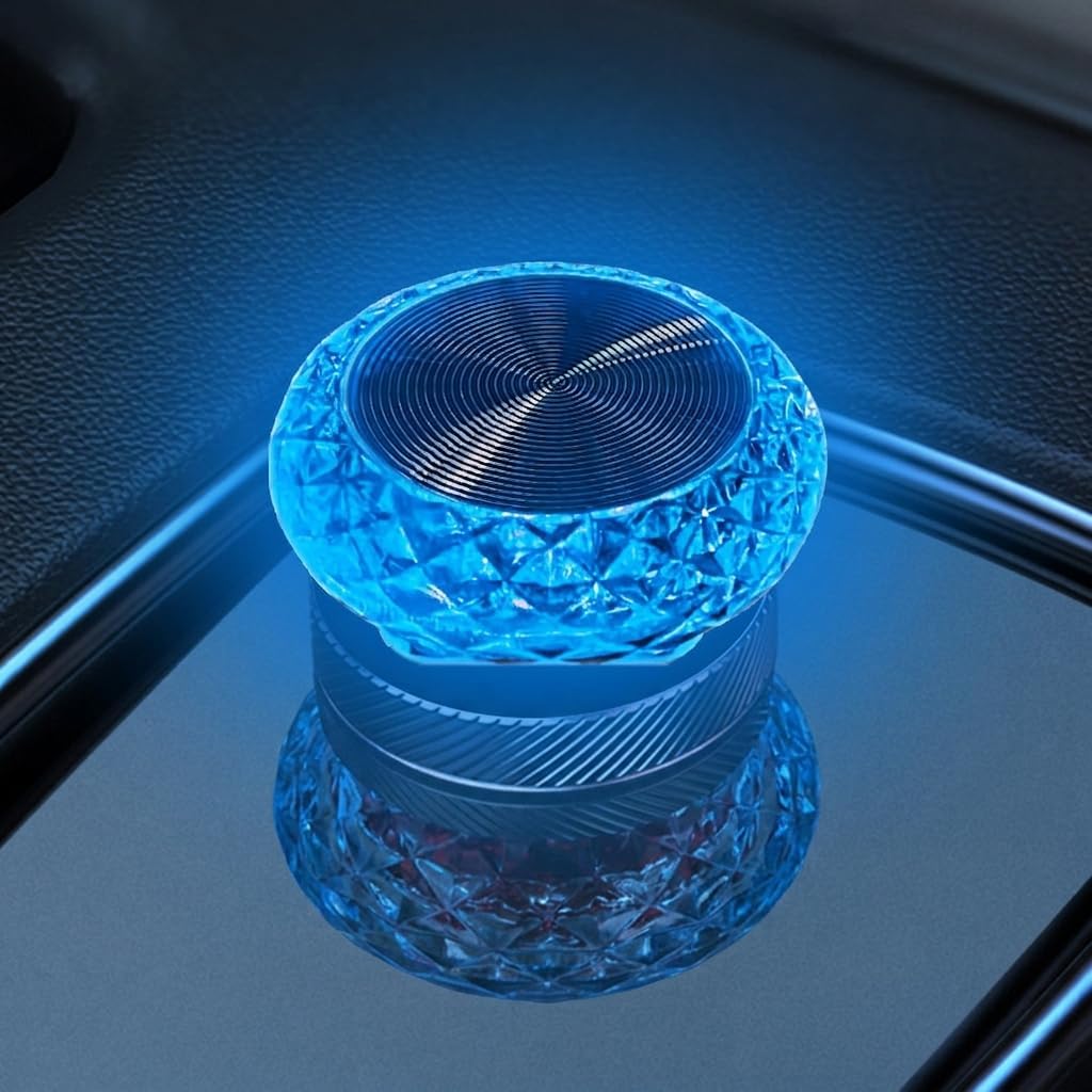 2PCS USB LED Car Interior Night Light, Crystal Mini Decoration Ambient Light Car Interior Atmosphere Lamp, Plug-in USB Interface Auto Trunk Ambient Lighting Kit Universal for Cars (Blue)