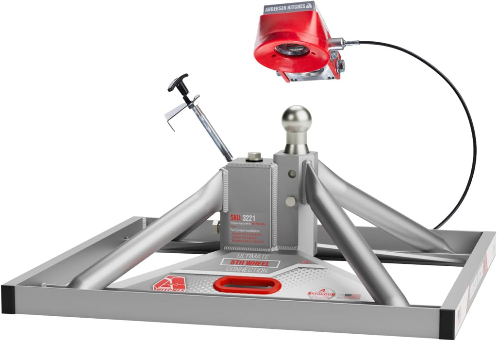 Andersen Hitches Gen 3 Ultimate 5th Wheel Connection Flatbed Truck Lowered 10 Inch Base 24000 lb GTWR 4500 lb Tongue