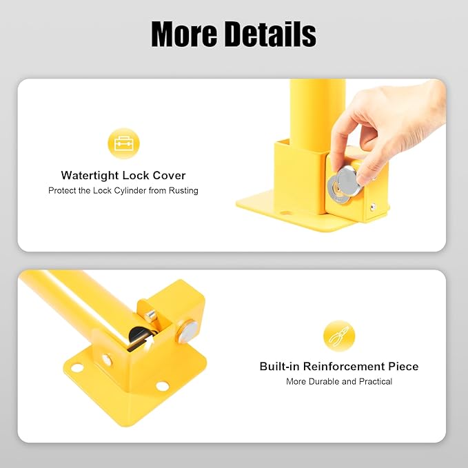 23In Q195 Iron Pipe Safety Bollard Yellow & Red Parking Barrier, Automatic - Image 4