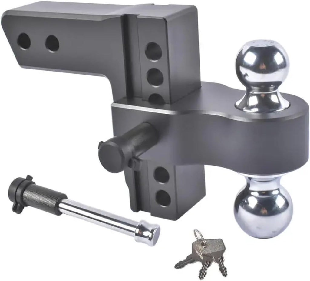 Adjustable 2.5" Trailer Hitch 6" Drop/Rise Alum Dual-Ball 18500 LBS Locks