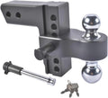 Adjustable 2.5" Trailer Hitch 6" Drop/Rise Alum Dual-Ball 18500 LBS Locks