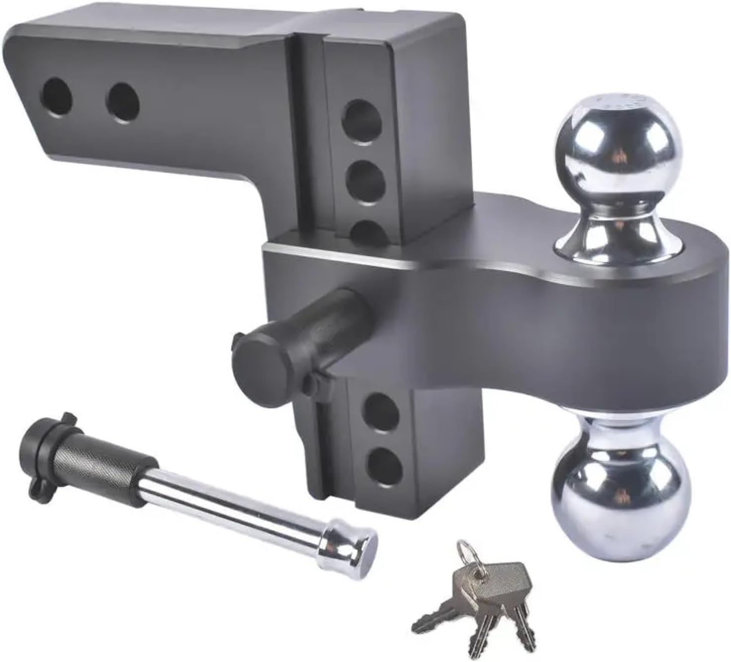 Adjustable 2.5" Trailer Hitch 6" Drop/Rise Alum Dual-Ball 18500 LBS Locks