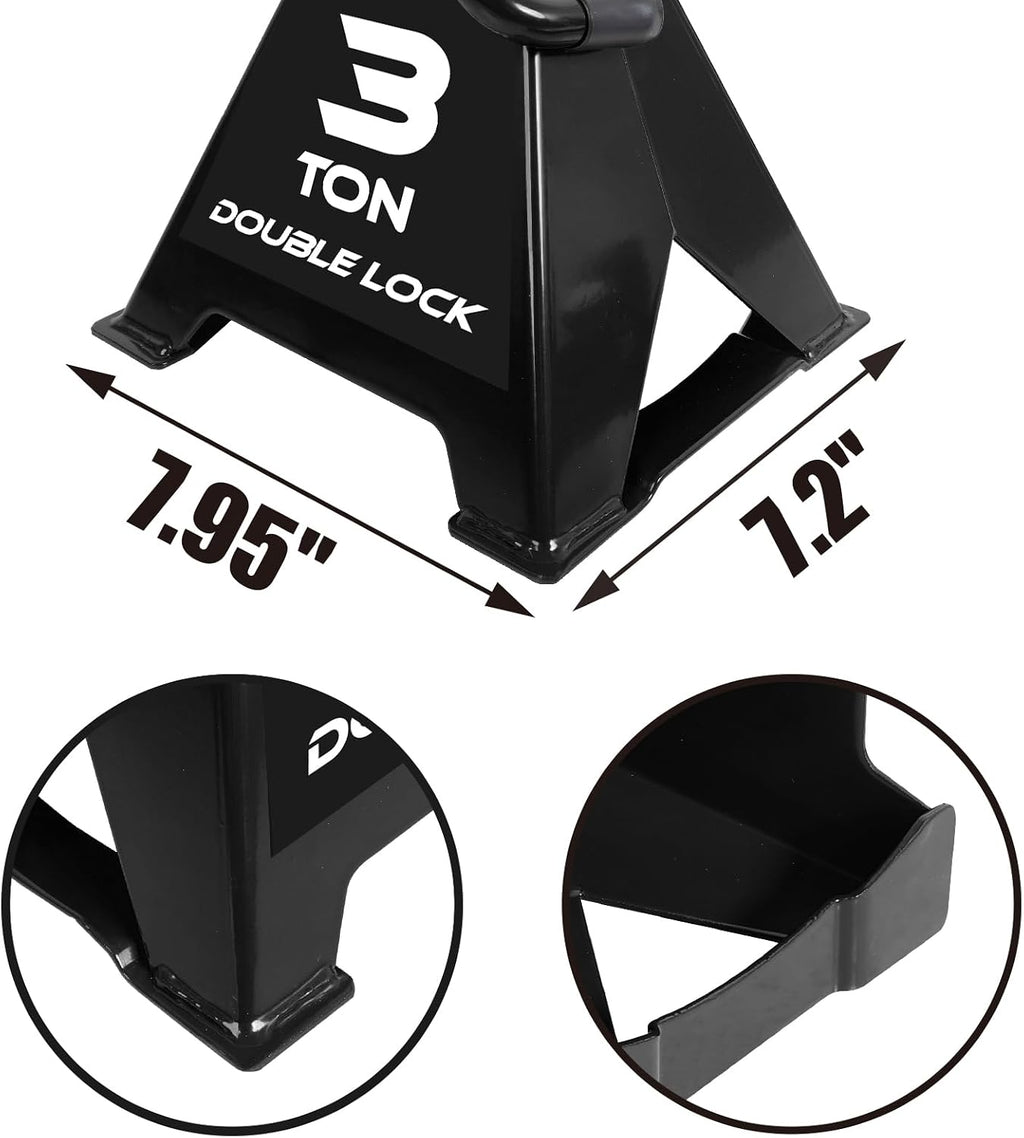 Torin AT43005AB Steel Heavy Duty Jack Stands: Double Locking Pins, 3 Ton (6,000 lb) Capacity, Black, 1 Pair (2 Pack)