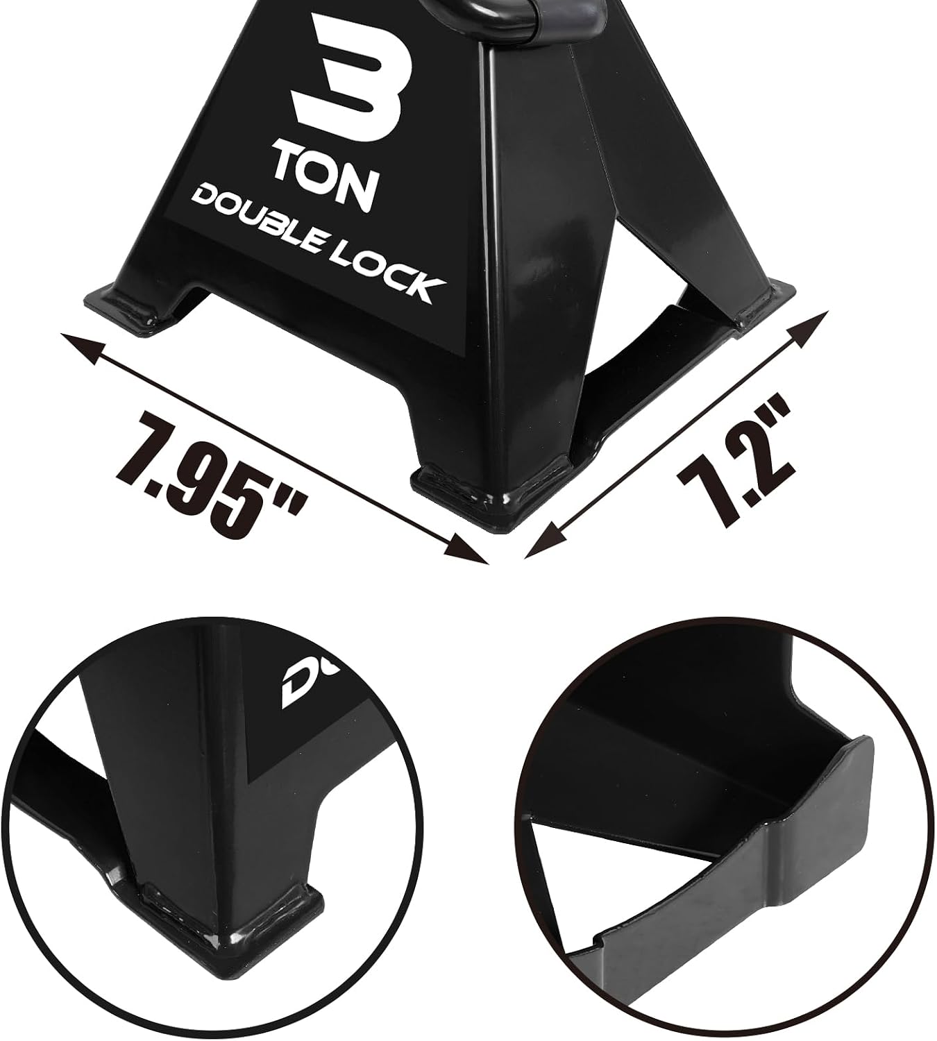 Torin AT43005AB Steel Heavy Duty Jack Stands: Double Locking Pins, 3 Ton (6,000 lb) Capacity, Black, 1 Pair (2 Pack)