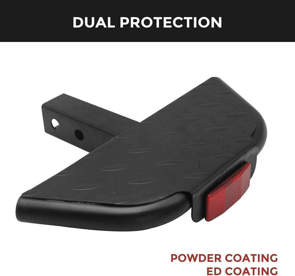 Hitch Step Anti Slip and Rust Towing Bumper Guard for Most Car SUV Truck Pickup with Pin Fit 2 Inch Receiver, 16.5 Inch Length, Weight Capacity 500 LBS