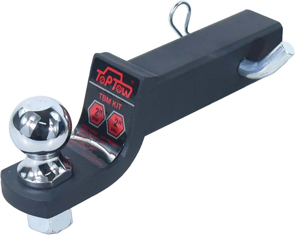 TOPTOW 2" Drop Trailer Hitch Ball Mount Kit with 2" Trailer Ball and 5/8" Hitch Pin, Fits 2" Hitch Receiver, Matte Black