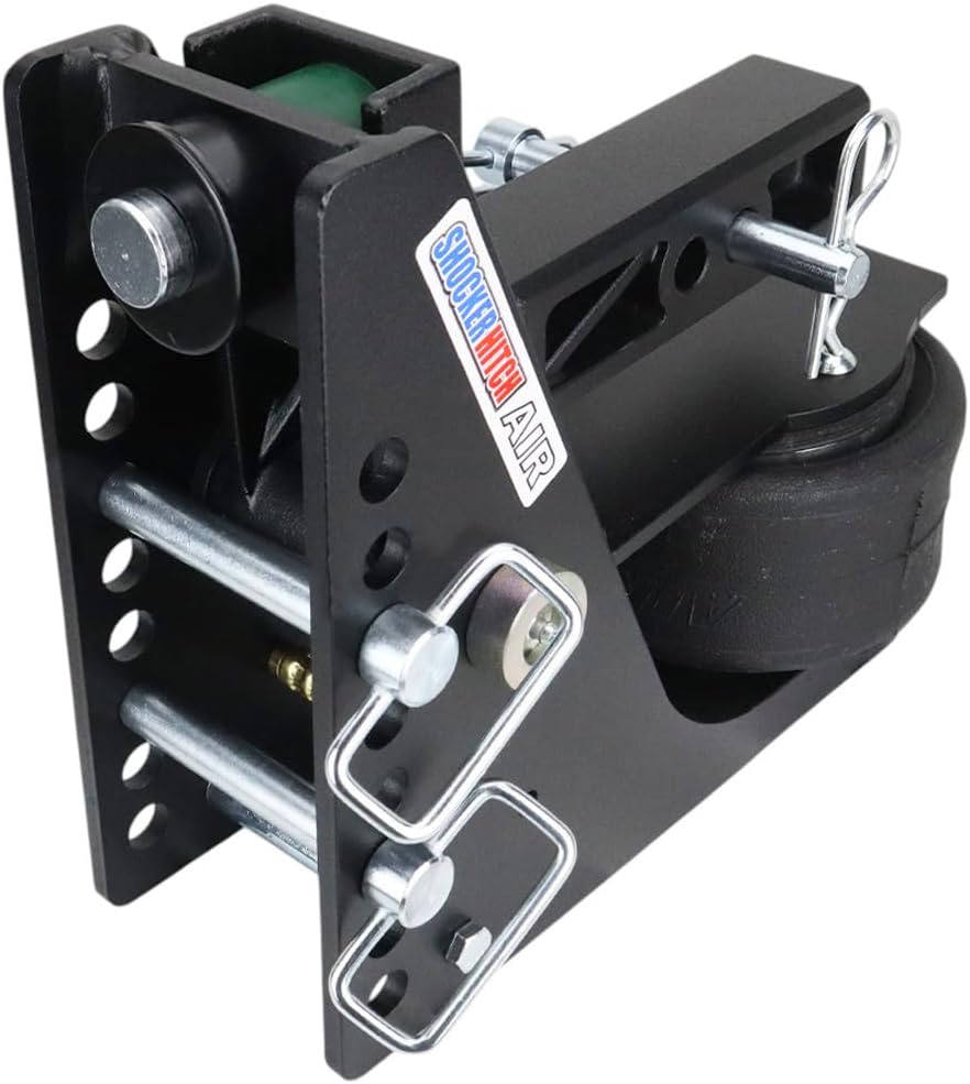 Shocker Max Black Air Ride Hitch with Chrome Combo 2" & 2-5/16" Balls, Fits 2" Hitch - 14,000 lbs