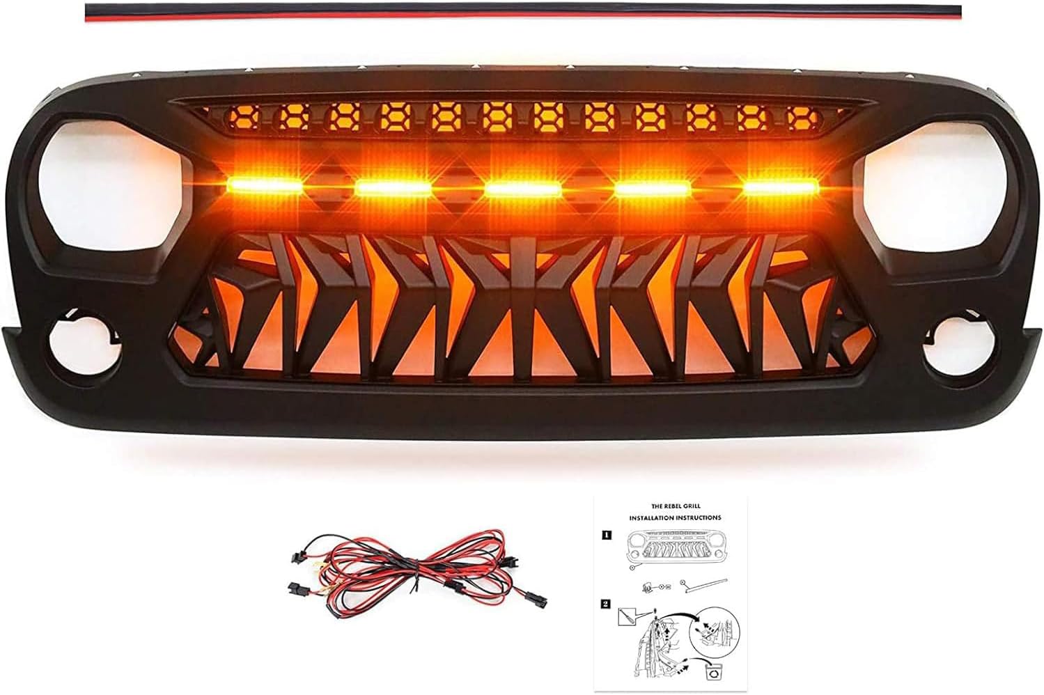 Grill Compatible with The Following Models:Jeep Wrangler JK JUK 2007 2008 2009 2010 2011 2012 2013 2014 2015 2016 2017 2018 JK JUK Shark Grille