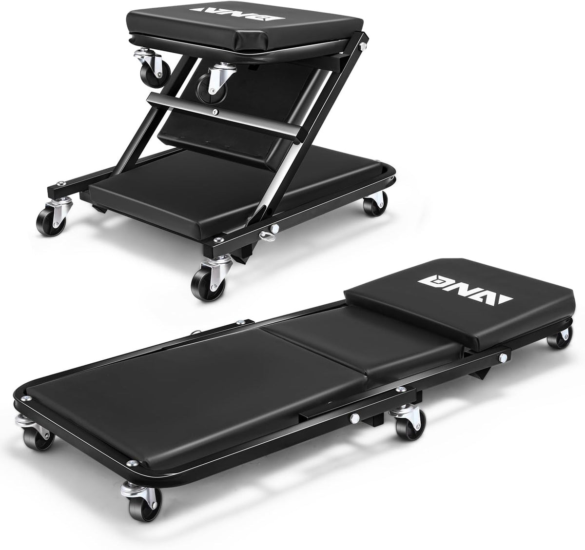 DNA MOTORING 36 Inches Folding 2 in 1 Rolling Z Creeper, Adjustable Roller