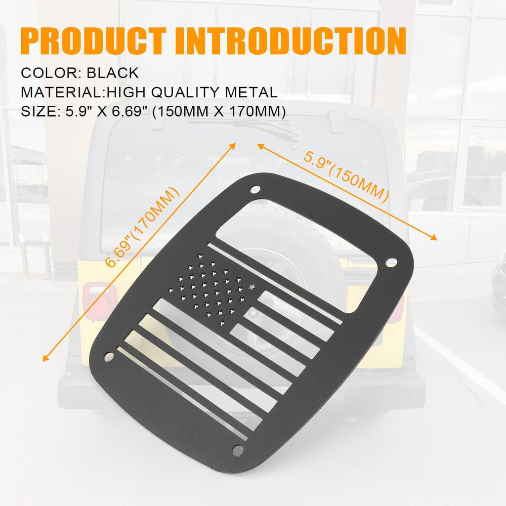 Tail Light Guards Covers Compatible with Jeep Wrangler TJ YJ 1987-2006, US Flag Pattern Exterior Accessories Rear Tail Light Guards Covers Protectors