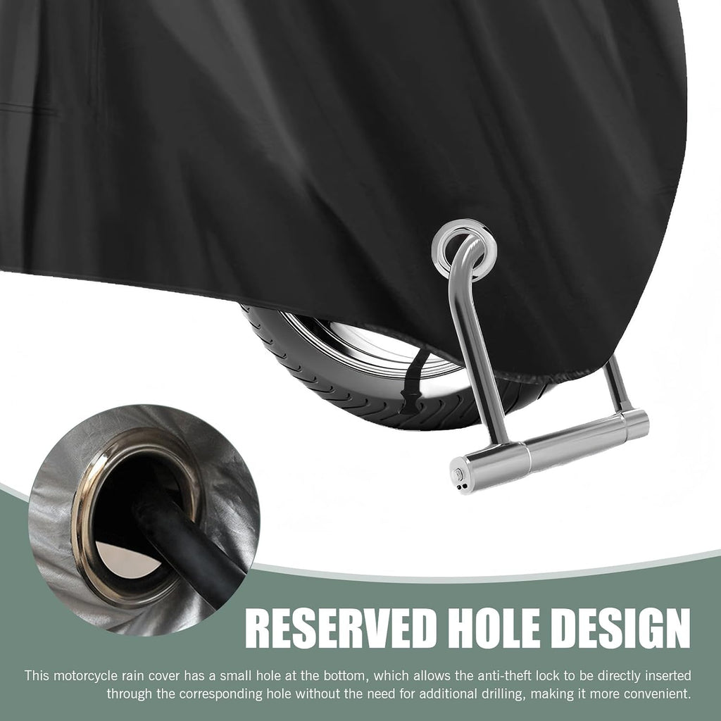 Downhill Motorcycle Cover, Outdoor Waterproof Motorcycle Cover, Motorcycle Full Cover Accessories with Storage Bag, Universal Foldable Durable Motorcycle Protective Cover Replacement (Black)