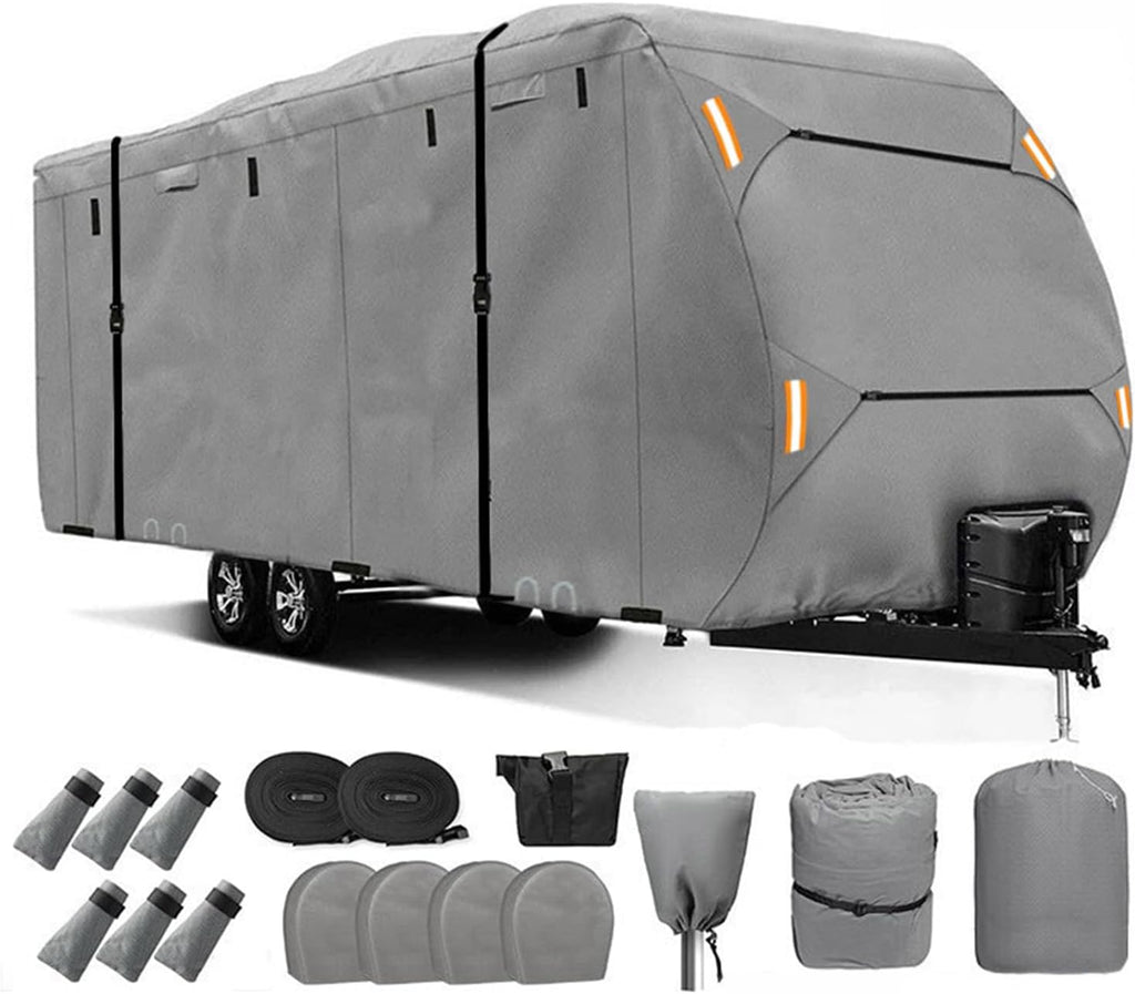 Heavy Duty RV Cover for Winnebago Towables Thrive 25RLS 2026-2027, Water Resistant Travel Trailer RV Cover with Zipper Access Panels, Travel Trailer Cover for Outdoor Seasonal Storage