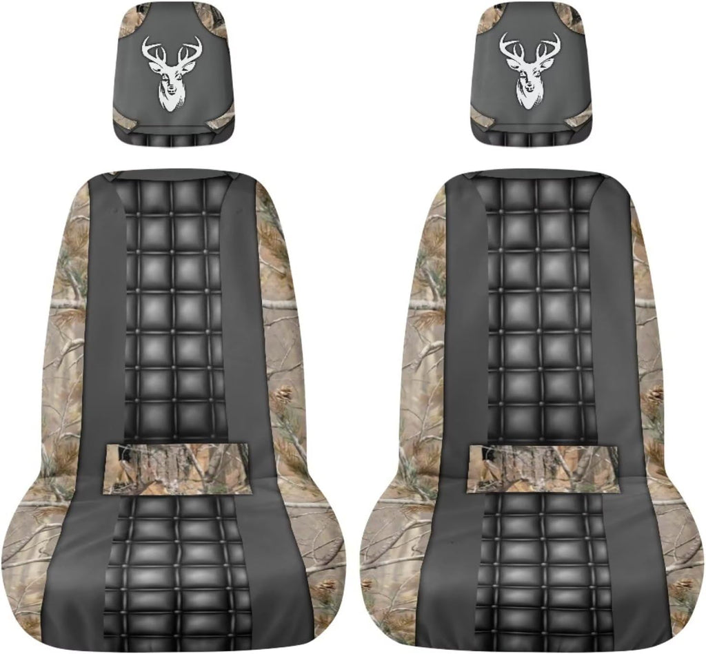 Howilath Forest Deer UTV Seat Cover Set with Headrest Heavy Duty Waterproof Compatible with Yamaha Rhino 450 660 700 Non-Slip Elastic Edging, Machine Washable
