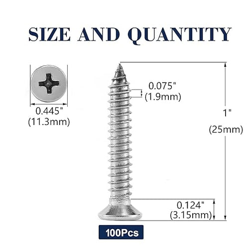 #14 x 1 Wood Screw 100Pcs 18-8 Stainless Steel Screws Flat Head Phillips Fast - Image 2