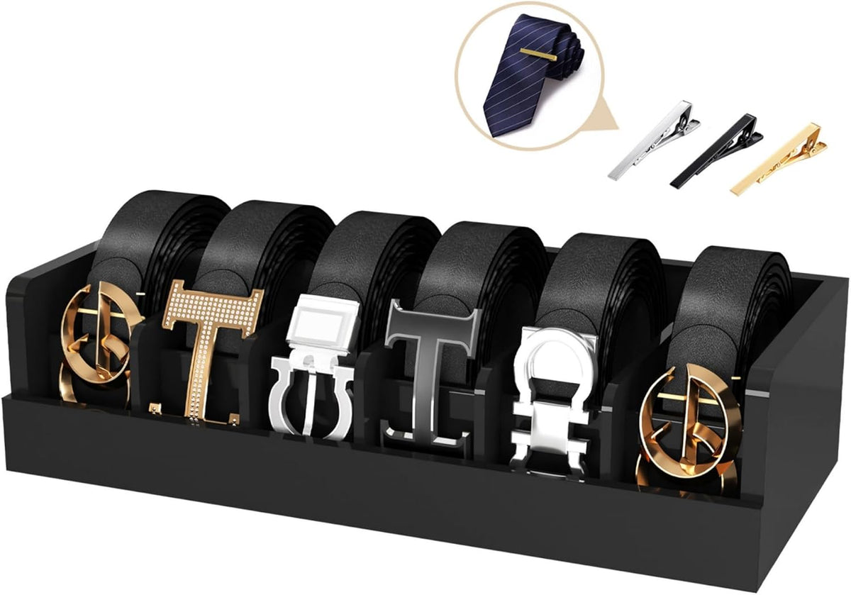 belt organizer for closet - 6 grids black, main product view
