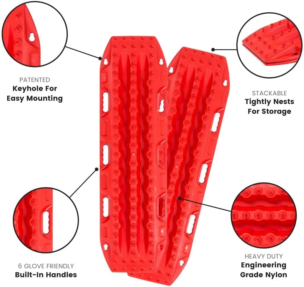 MAXTRAX | MKII FJ Red Vehicle Recovery Board | for 4WD, UV-Stabilized Flexible Nylon Material (MTX02FJR)