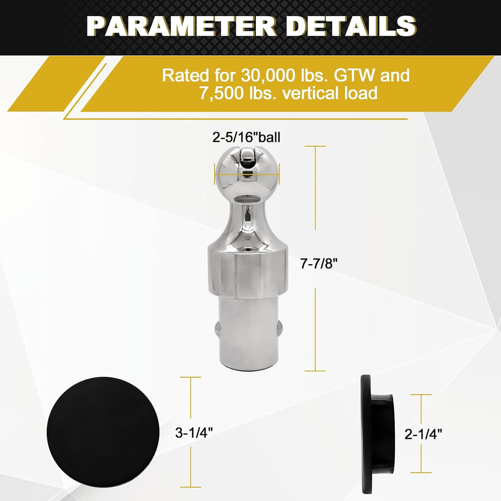 2-5/16 Inch Puck System Gooseneck Hitch Ball, Compatible with 2013-2026 Ford F250 F350 F450, 2016-2026 Chevrolet Silverado, GMC Sierra, Nissan Titan XD & 2013-2026 Dodge RAM 2500 3500, Replace# 60629