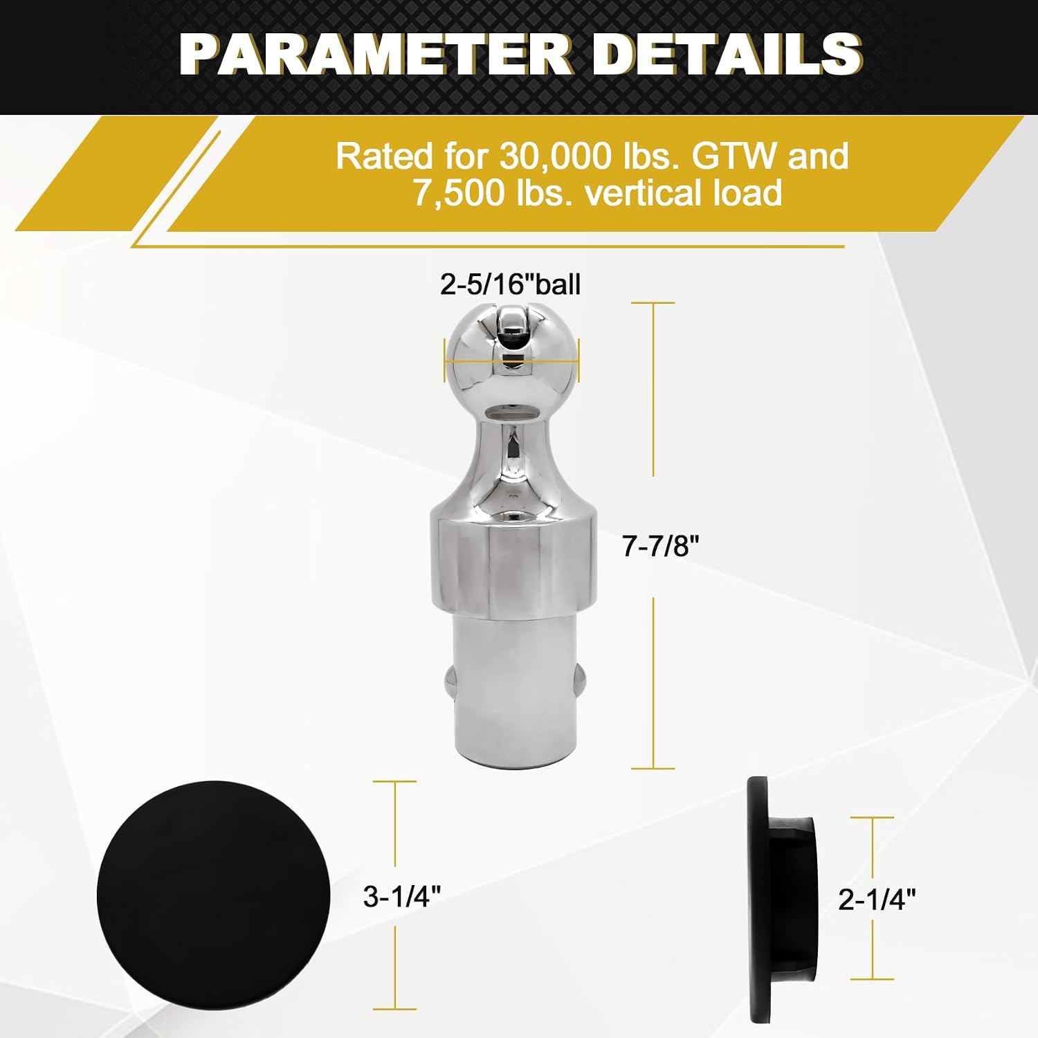 2-5/16 Inch Puck System Gooseneck Hitch Ball, Compatible with 2013-2026 Ford F250 F350 F450, 2016-2026 Chevrolet Silverado, GMC Sierra, Nissan Titan XD & 2013-2026 Dodge RAM 2500 3500, Replace# 60629