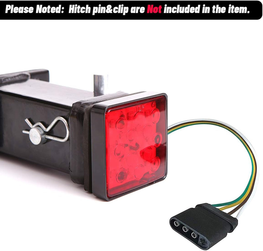 CZC AUTO Red Lens Trailer Hitch Cover with 12 LED Brake Light Fit 2" Receiver